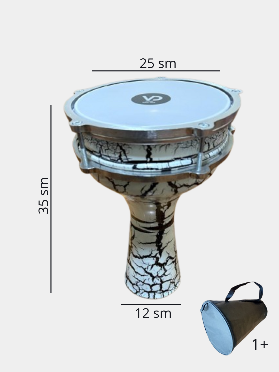 Дарбука-табла , тренировочная, литая, алюминий, диаметр, белая