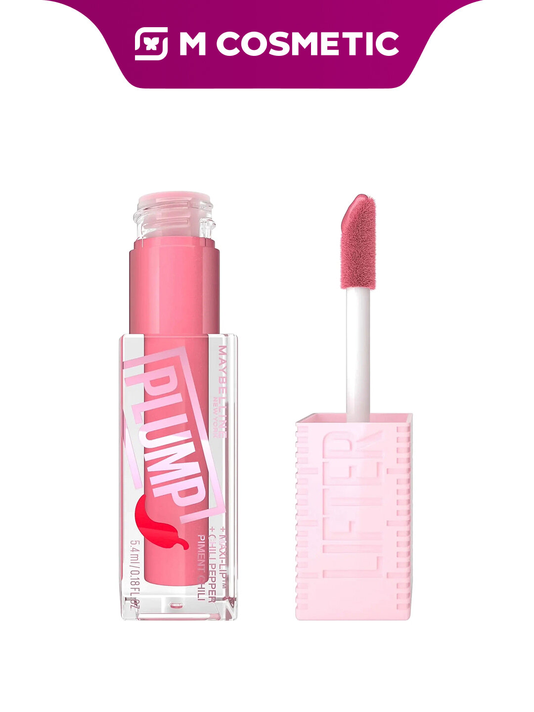Блеск для губ Maybelline Lifter Plump Ice, 5.4 мл, с гиалуроновой кислотой