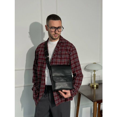 Сумка планшет Igermann, фактура зернистая, гладкая, черный