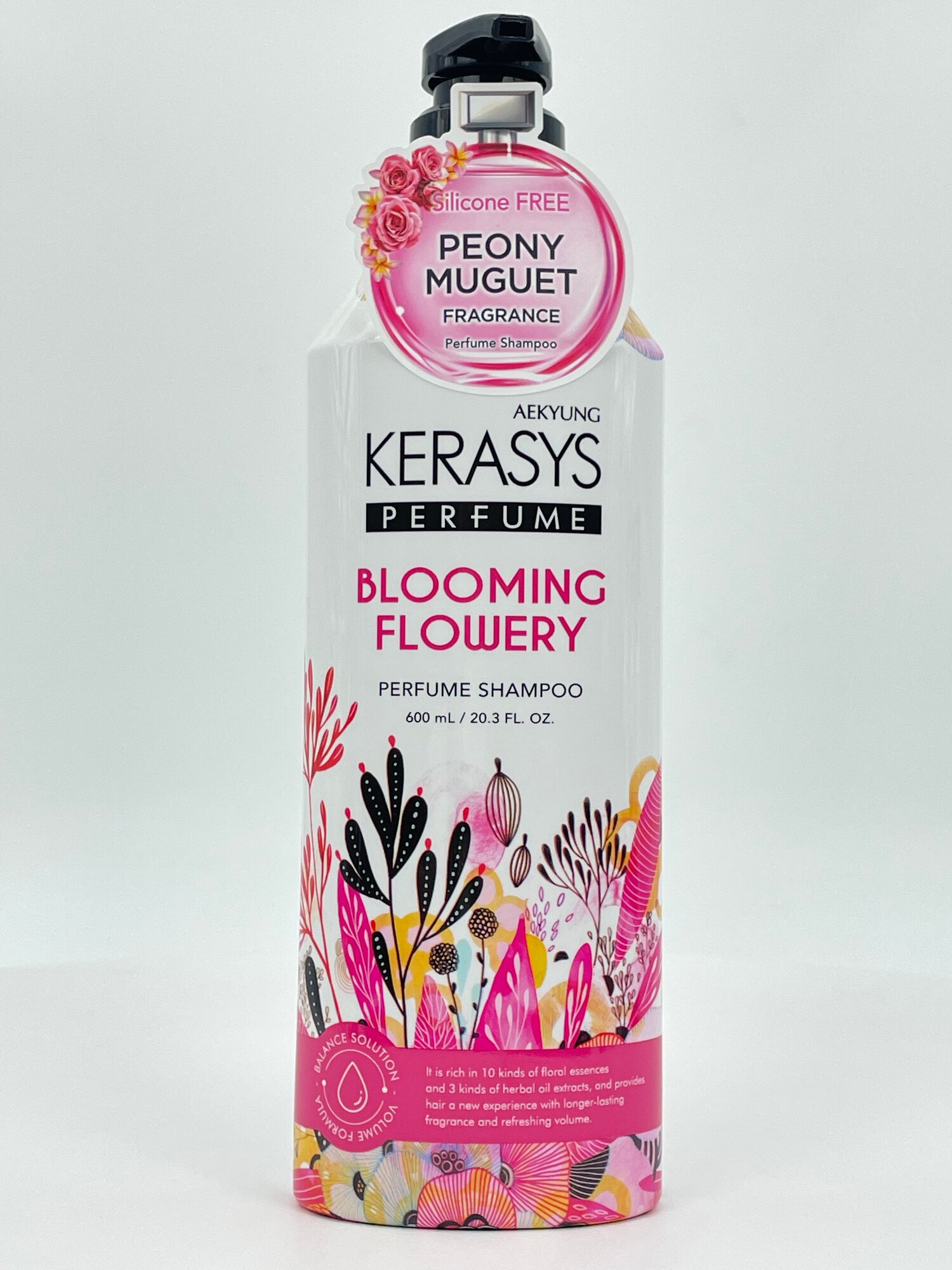 Парфюмированный шампунь Kerasys Blooming Flowery с цветочными эссенциями для объёма и свежести волос, 600 мл