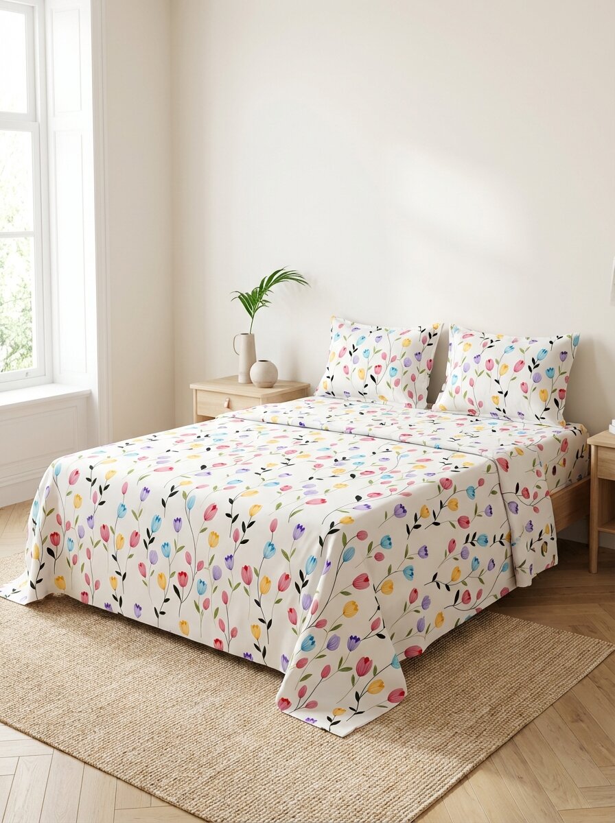 Постельное белье Плант "Euro" , хлопок/ евростандарт, простыни 200х220, наволочк