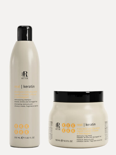 Изображение товара Набор для волос женский «Реконструкция и укрепление» (шампунь и маска), RR Line Кератин и масло карите, 350 мл + 500 мл