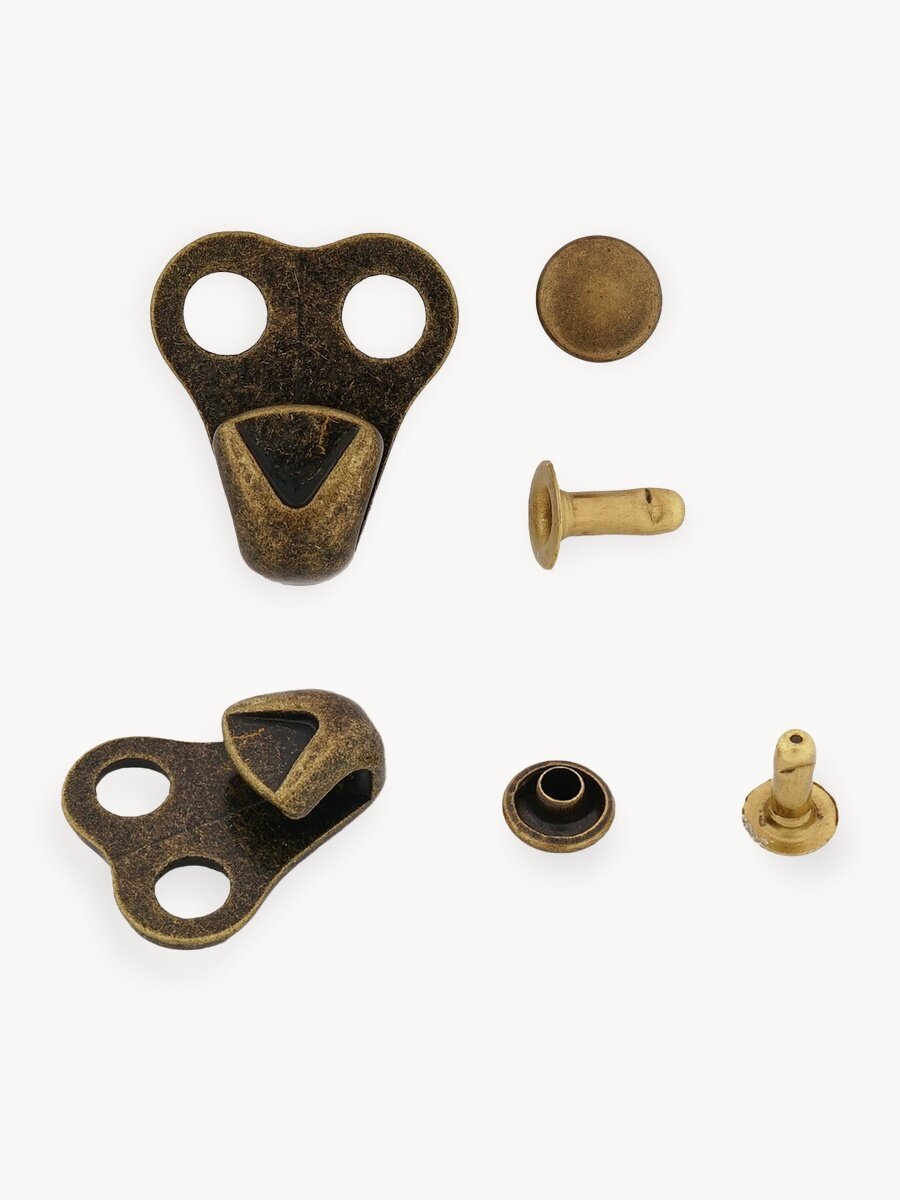 Крючки обувные для шнурков, 20*17 мм, 20 шт, 2 крепления, металл, Айрис (латунь)