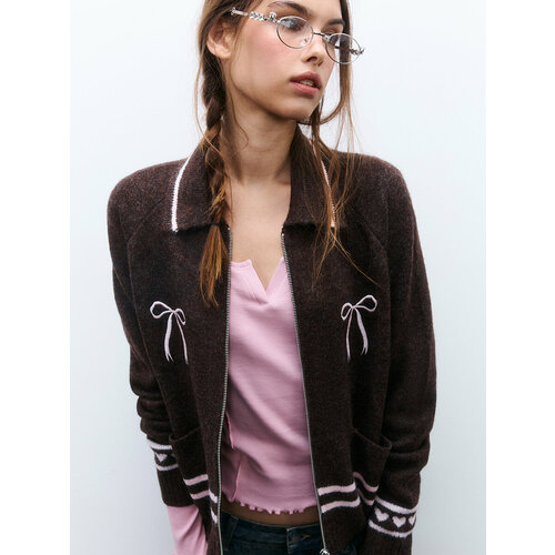 фото Кардиган befree young casual, размер 2xs, шоколадный