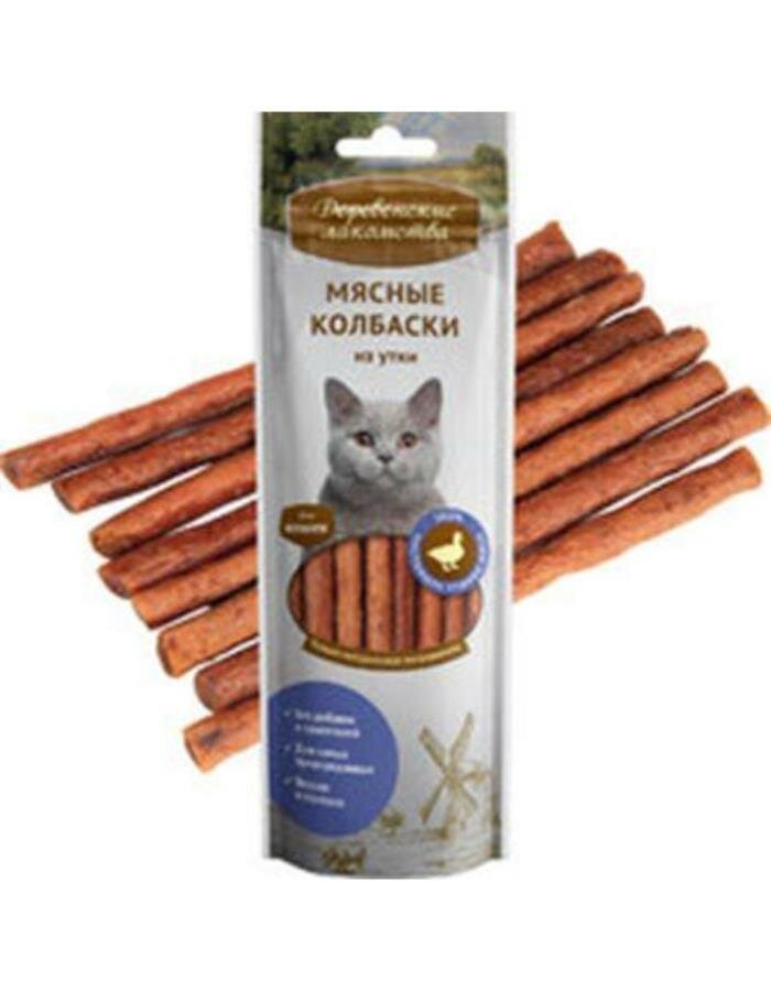 Деревенские Лакомства Мясные Колбаски Из Утки для Кошек 45г