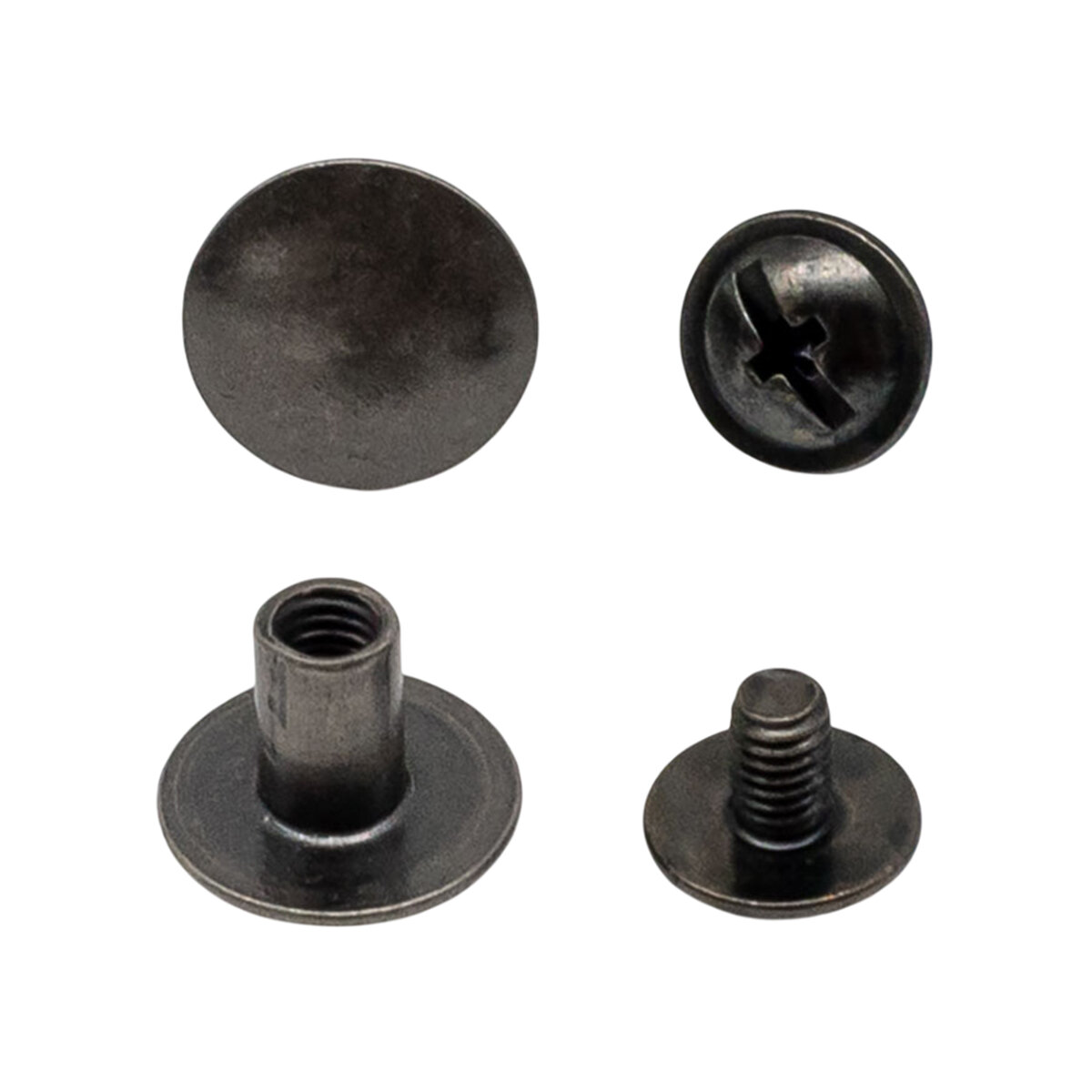 Винты для ремней и сумок BIG, 95387, диаметр 9 мм, высота 6 мм, металл (темное серебро), 50 шт