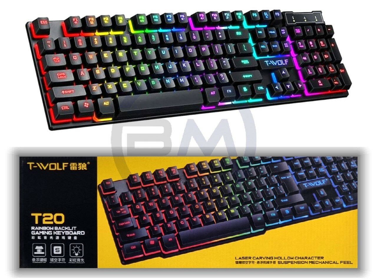 RGB Клавиатура T-Wolf T20 Wired Keyboard and Hot-swappable Design