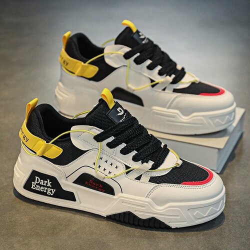 Изображение товара MOOCIE Мужская обувь в гонконгском стиле 2025 года, новые летние кроссовки с сетчатой подошвой, универсальные, повседневные, спортивные, с толстой подошвой, белые, модные, осенние, EU:40