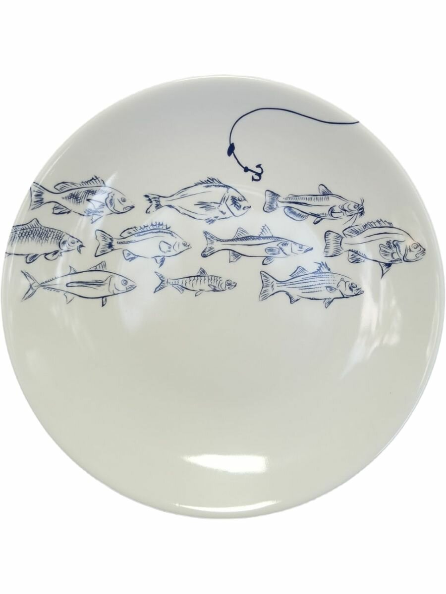 Набор тарелок GrosGO, 2 плоские тарелки 18 см, меламин, рыбалка