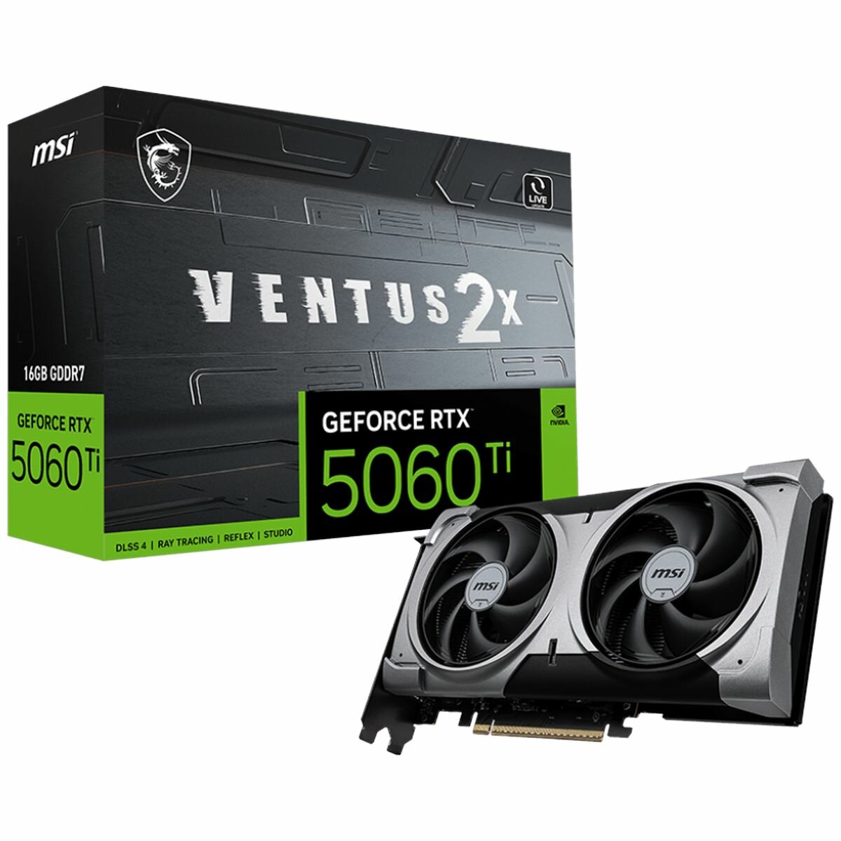 Видеокарта MSI RTX5060Ti VENTUS 2X PLUS 16GB GDDR7 128bit 3xDP HDMI 2FAN RTL
