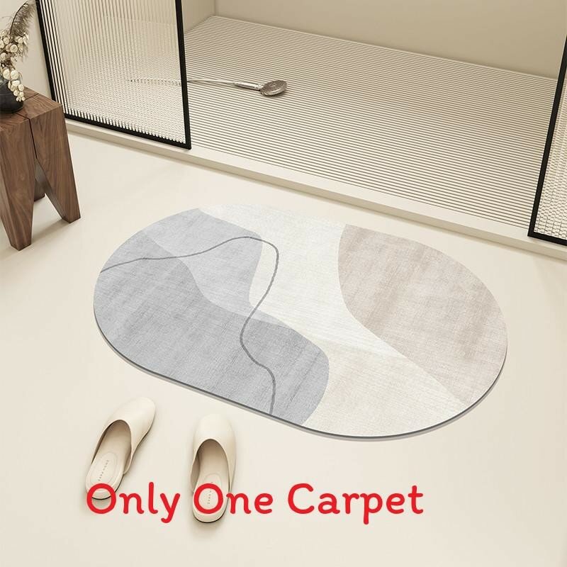 Waterabsorbing silicone diatom bathroom rug with stylish print for home use and vanity space interwoven 40x60 cm