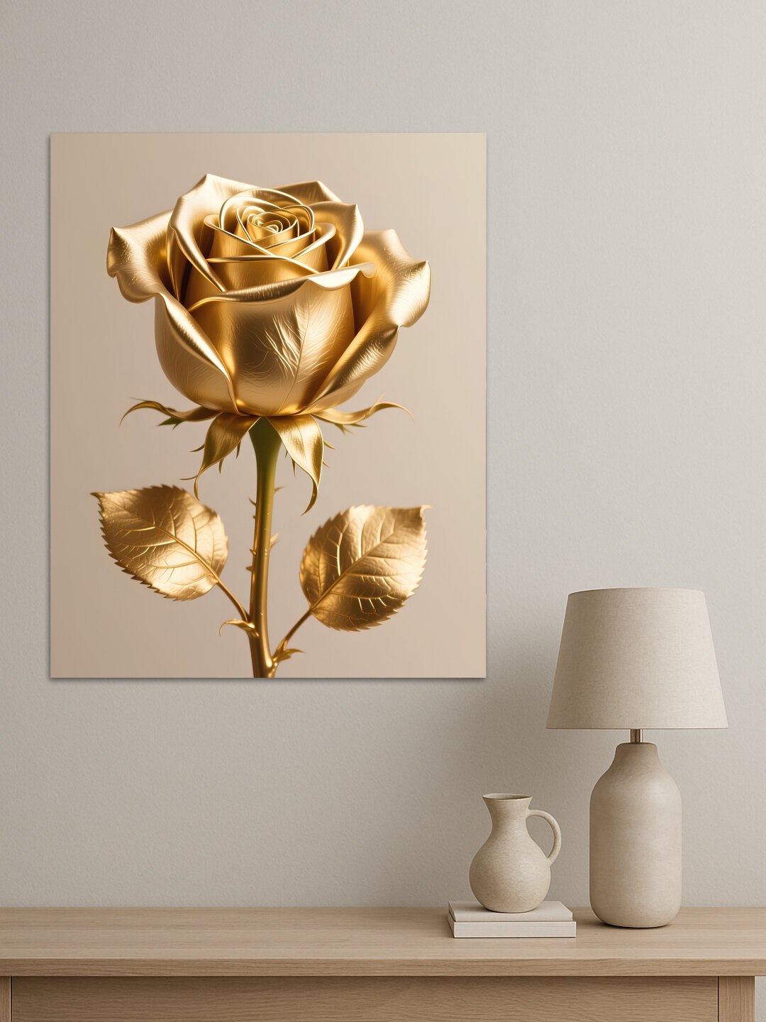 Картина интерьерная на стену ARTERY "Золотая роза", печать на холсте, постер на подрамнике, 40х50 см — фото 1