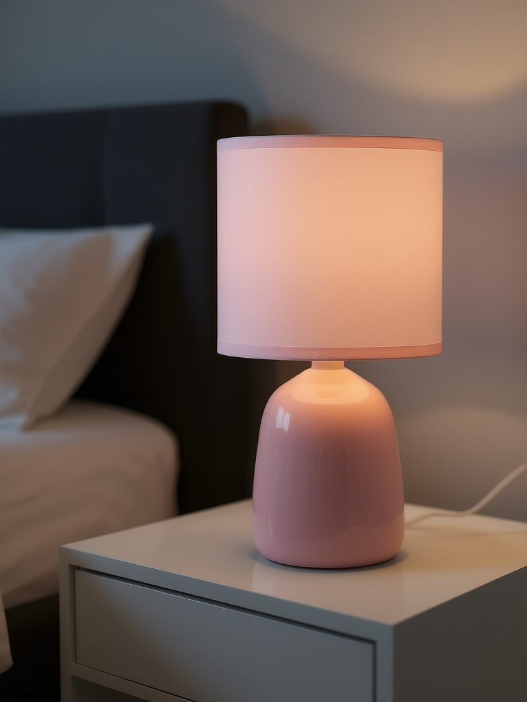 Настольная лампа с абажуром Jazzway JH2-02-pk, от сети, розовый цвет,