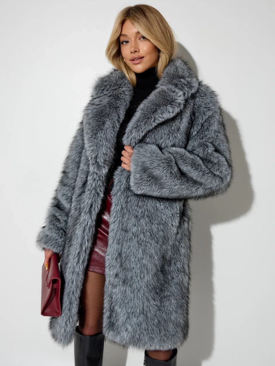 Полушубок Шуба, размер M, серый — фото 1