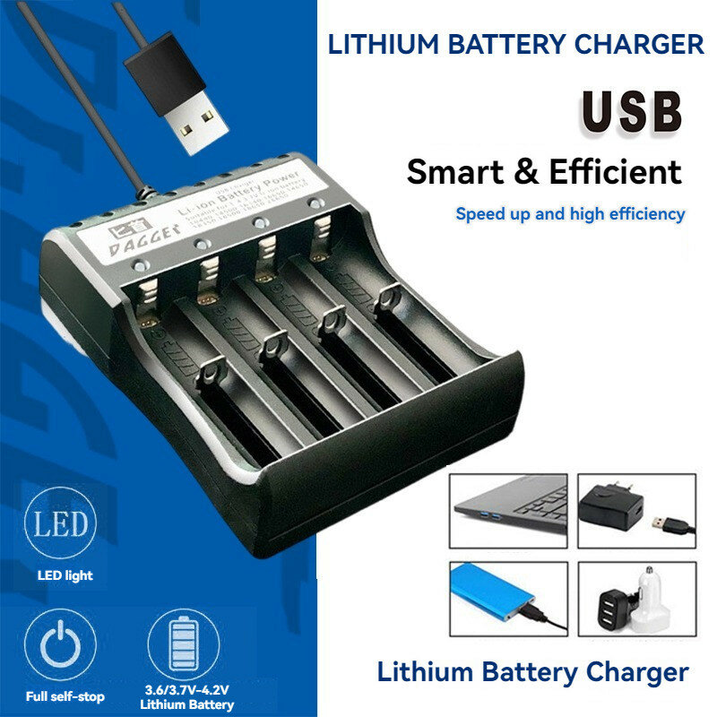 Зарядное устройство для аккумуляторов 18650,4 слота, 3.7 В Li-ion