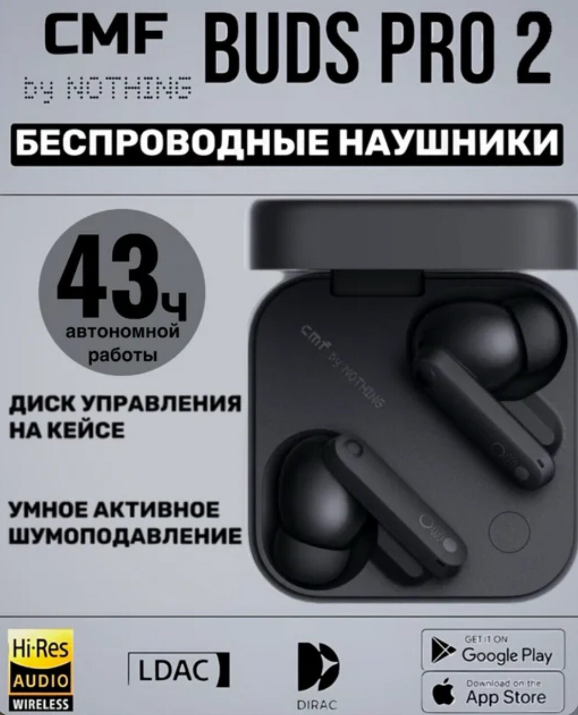 Наушники CMF Buds Pro 2 Hi-Res Ultra Bass 2.0 Clear Voice 2.0 ANC 50dB