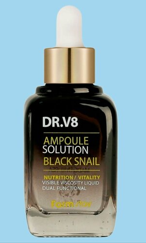 Изображение товара Farm Stay Dr. V8 Ampoule Solution Black Snail - восстанавливающая ампульная сыворотка с муцином чёрной улитки,30 мл