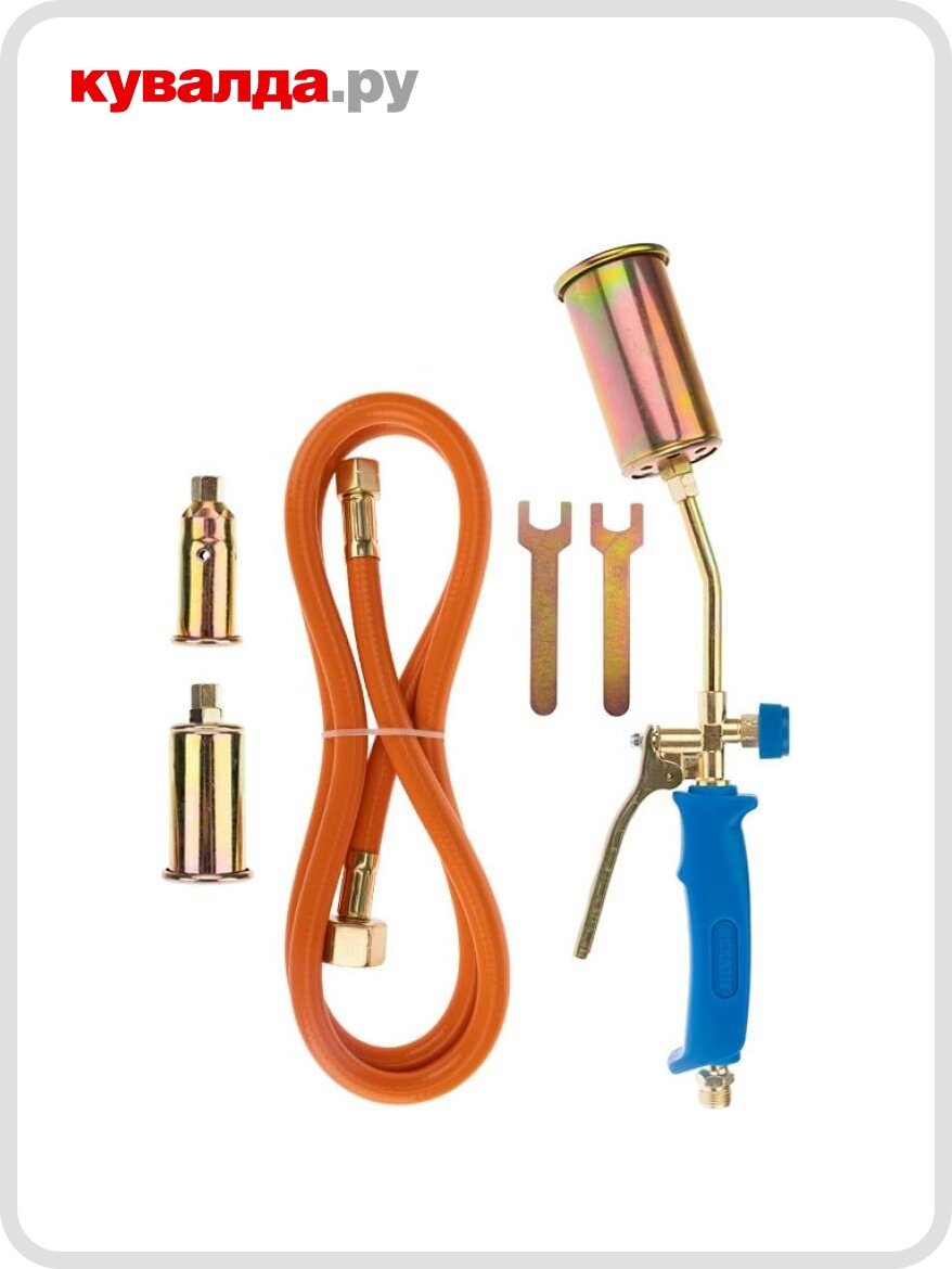 Горелка газовоздушная REXANT ГВП-450КР кровельная в наборе 3 насадки шланг 15 м
