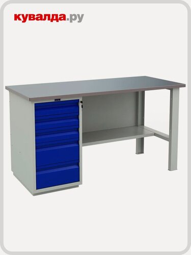 Изображение товара Верстак слесарный однотумбовый практик Profi (№601) WT160. WD5/F1.000