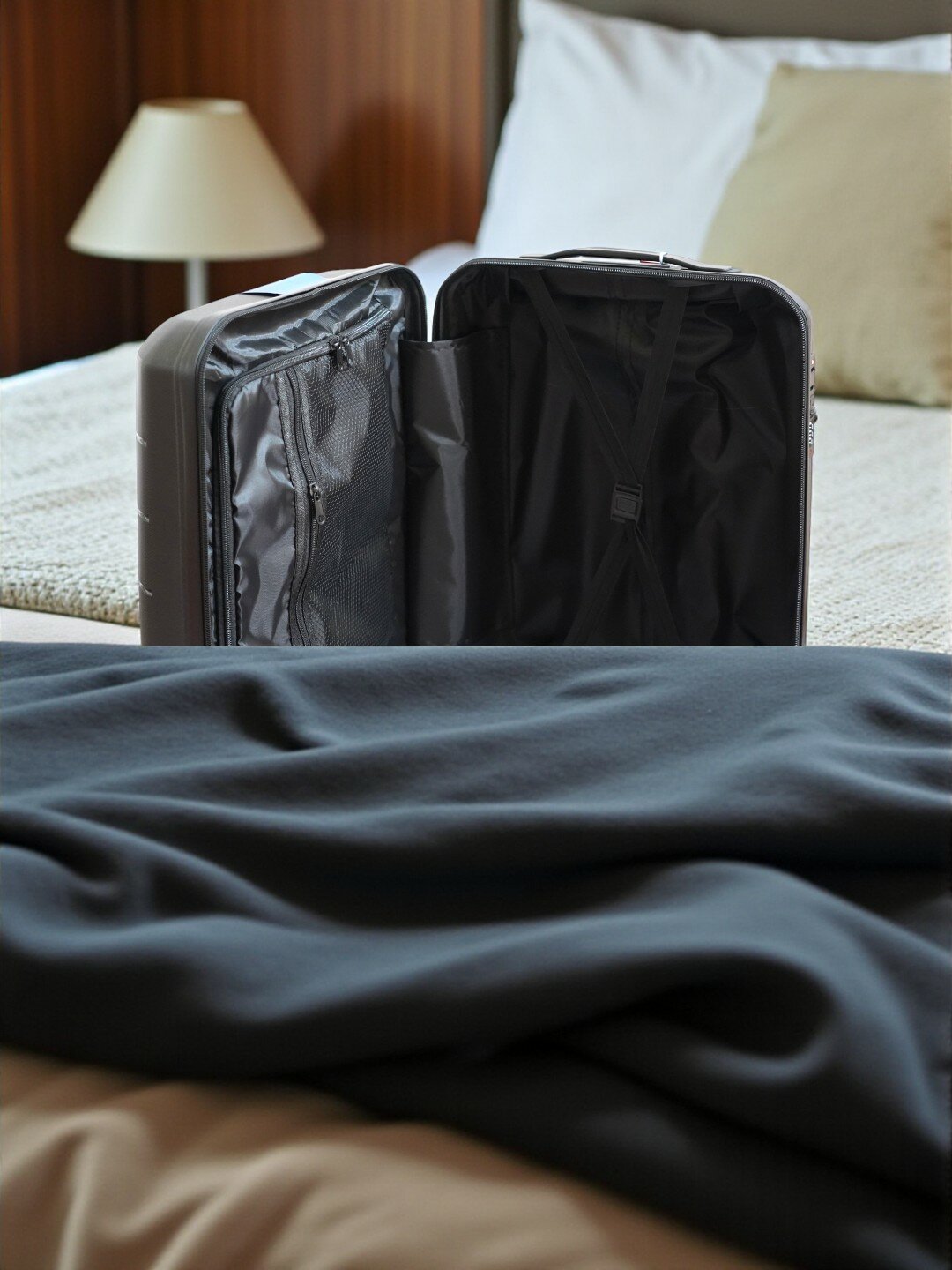 Чемодан , 45 л, размер S, черный — фото 1