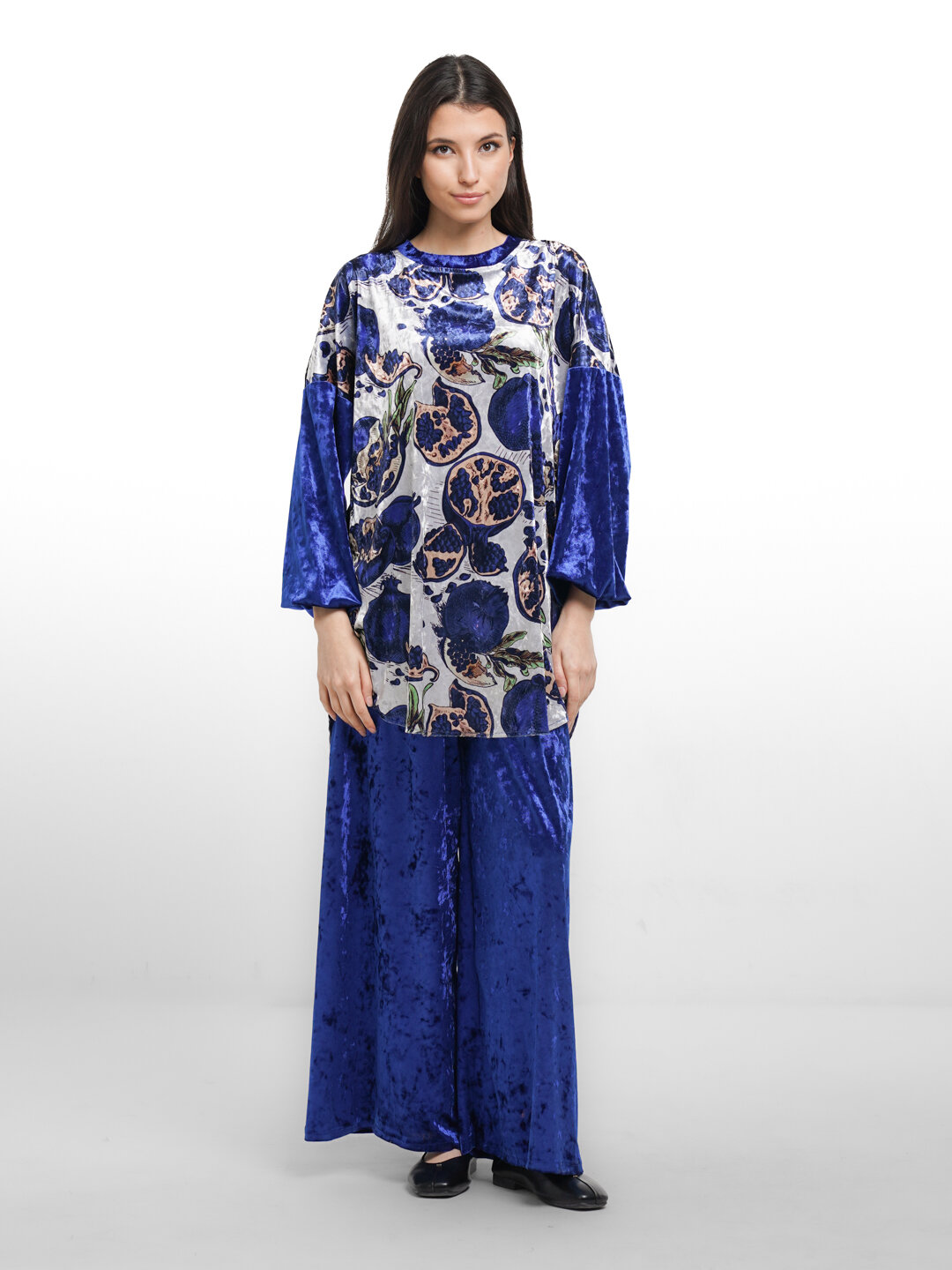 Комплект для кормящих мам Женская домашняя одежда, велюровый материал, зимний вариант, размер 46-54