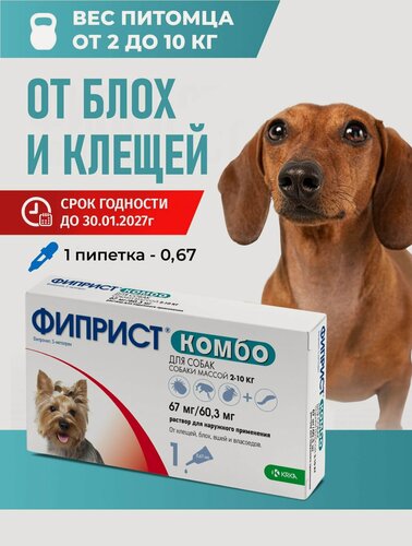 Изображение товара Фиприст Комбо раствор для наружного применения, 1x0,67 мл