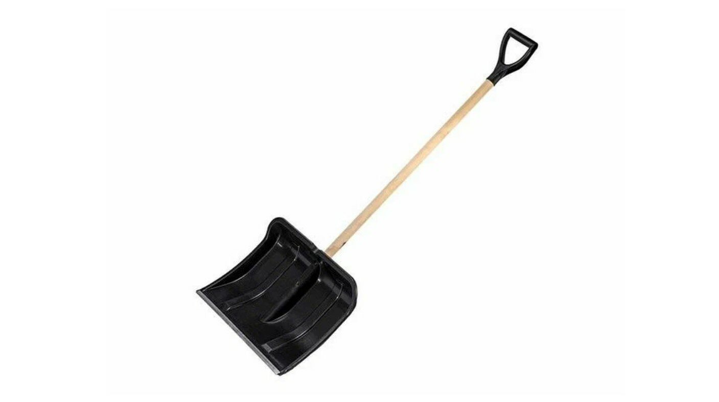 Лопата для снега полотно 500х400 мм деревянный черенок диаметр 32 мм с ручкой