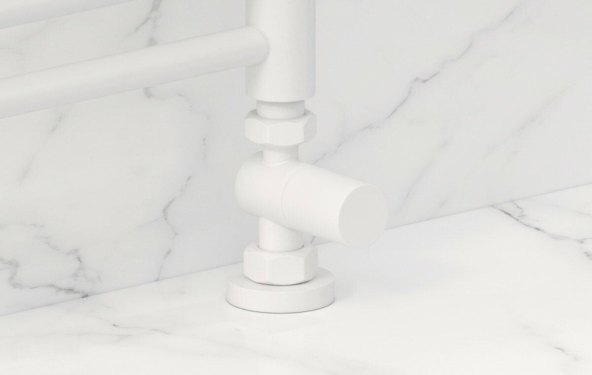 Вентиль Сунержа 30-1401-1234 Вентиль прямой, (цилиндр) G 1/2" НР х G 3/4" НГ, матовый белый