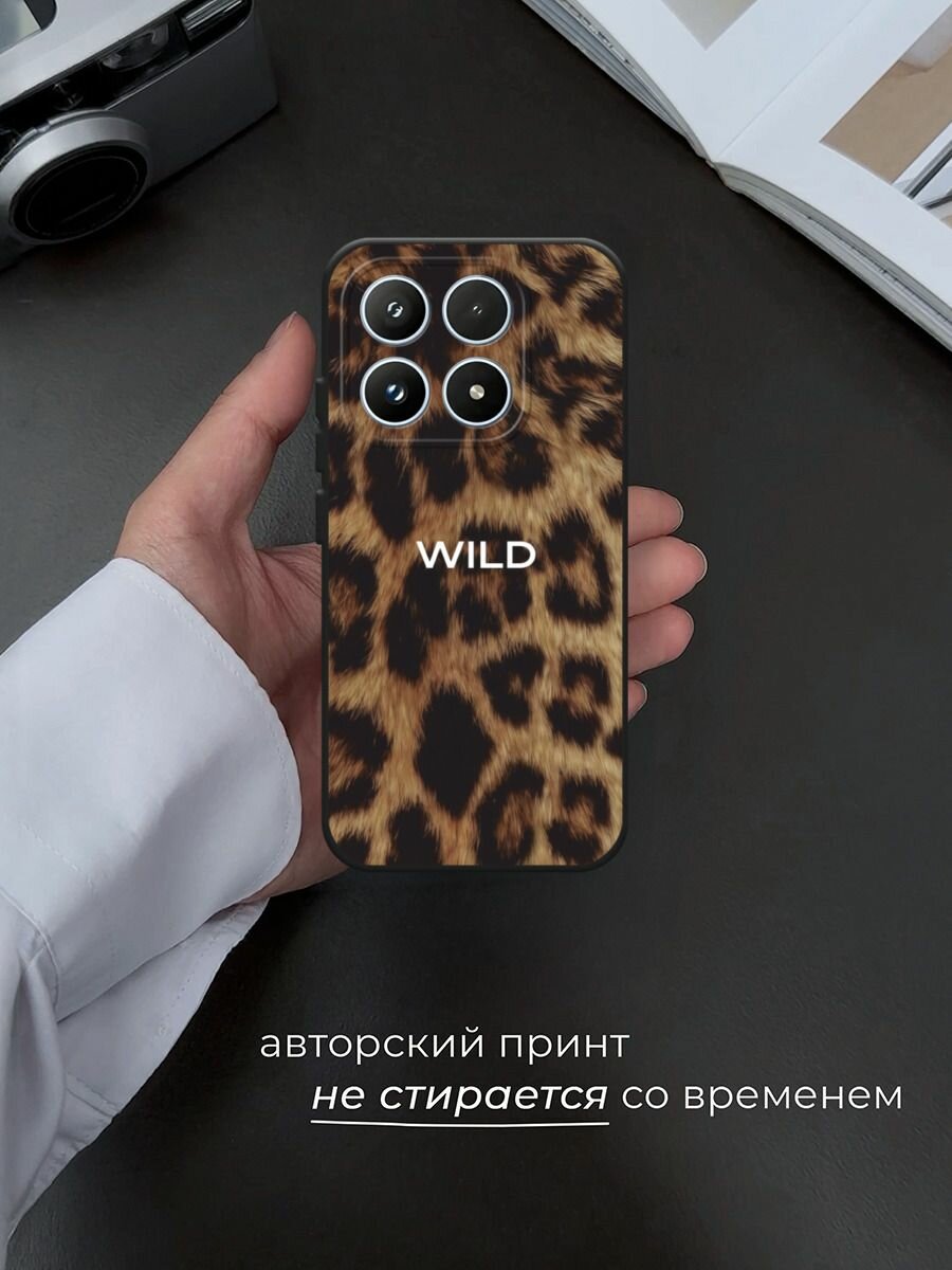 Черный матовый чехол на Xiaomi 17 / Сяоми 17 с принтом Wild на леопарде — фото 1