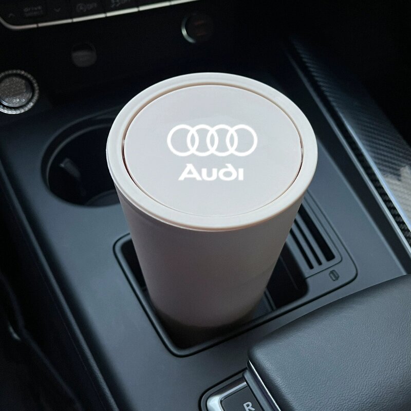 Автомобильная корзина для мусора Audi с крышкой, молочный цвет, включая мусорные пакеты для салона автомобиля