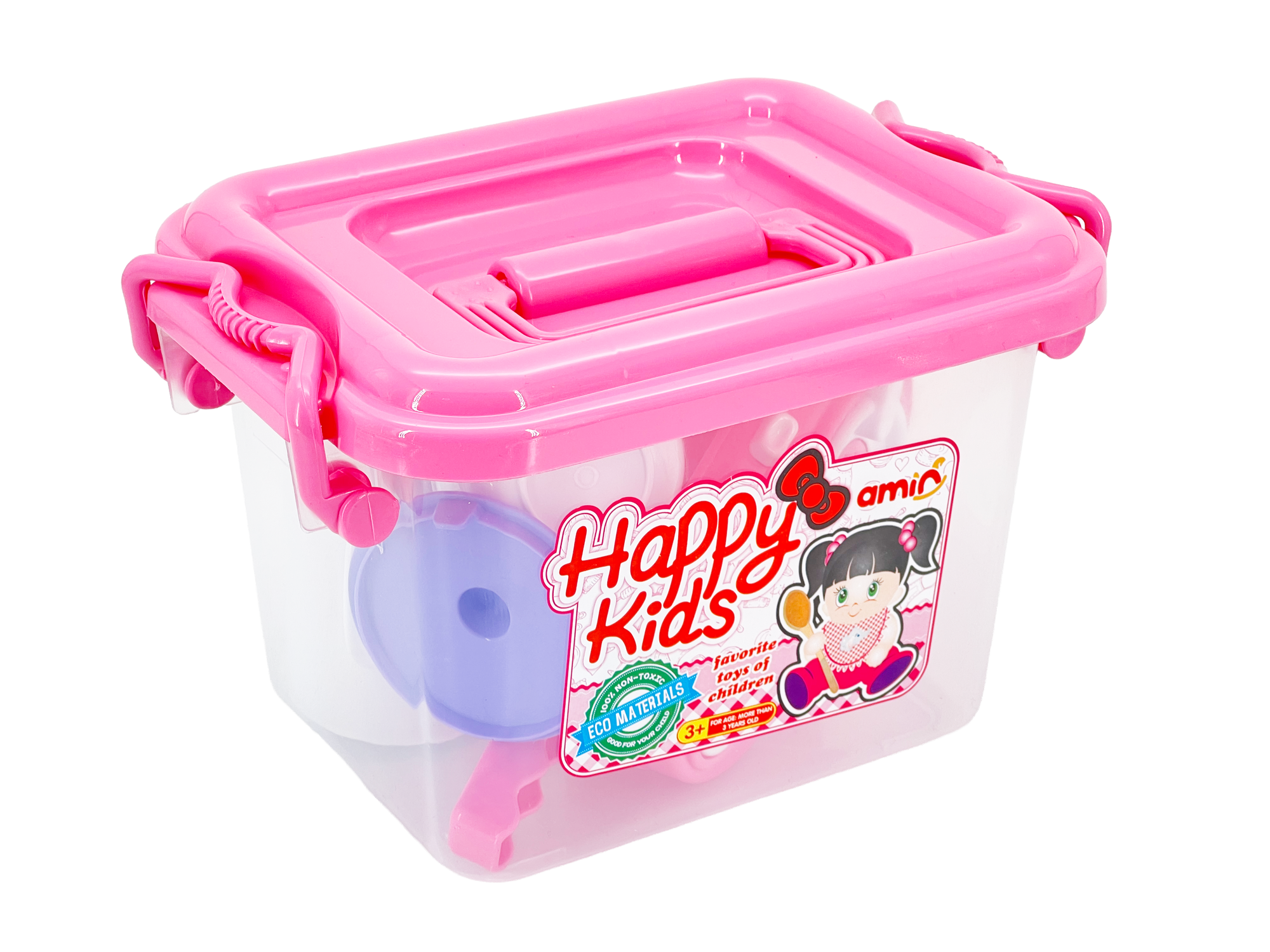 Набор детской посуды из пластмассы в контейнере №2, для детей от 3 лет — фото 1