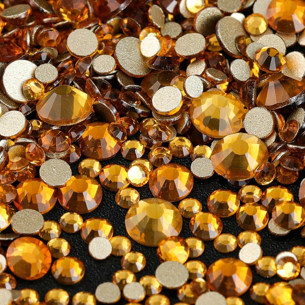 Стразы коричневые золотые Topaz плоские