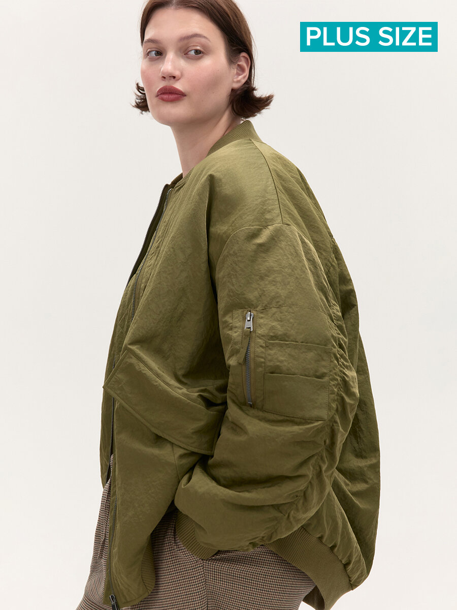 Бомбер Befree Plus Size размер XL хаки/оливковый