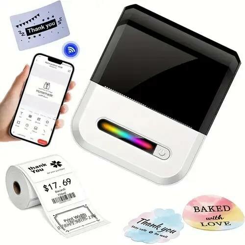 Мини-портативный термопринтер U1, 200 DPI, Bluetooth, печать без чернил, ширина 15–50 мм, аккумулятор 800 мА·ч, Type-C,