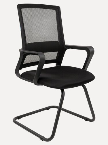 Изображение товара Конференц кресло CHAIRMAN 606 V ткань/сетка, черный/черный офисный стул на полозьях со спинкой сеткой