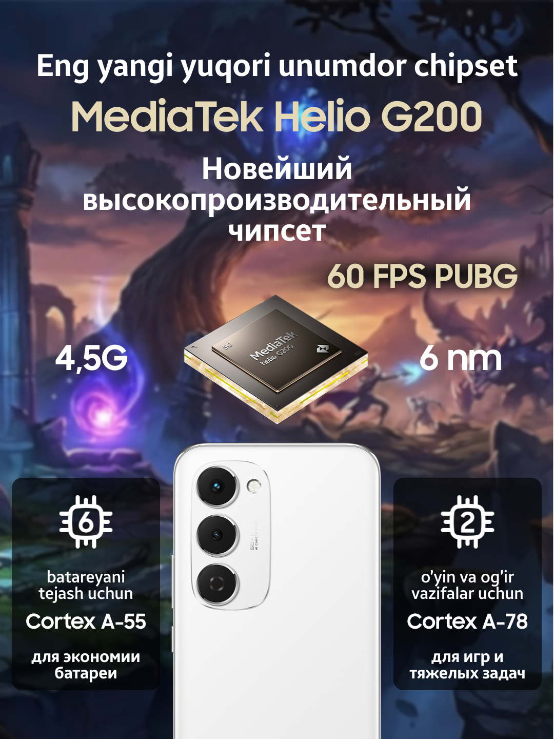 Смартфон TECNO Spark 40 Pro+, 8/256, белый, 6.78’, 2SIM, 5200 мАч, AMOLED экран — фото 1