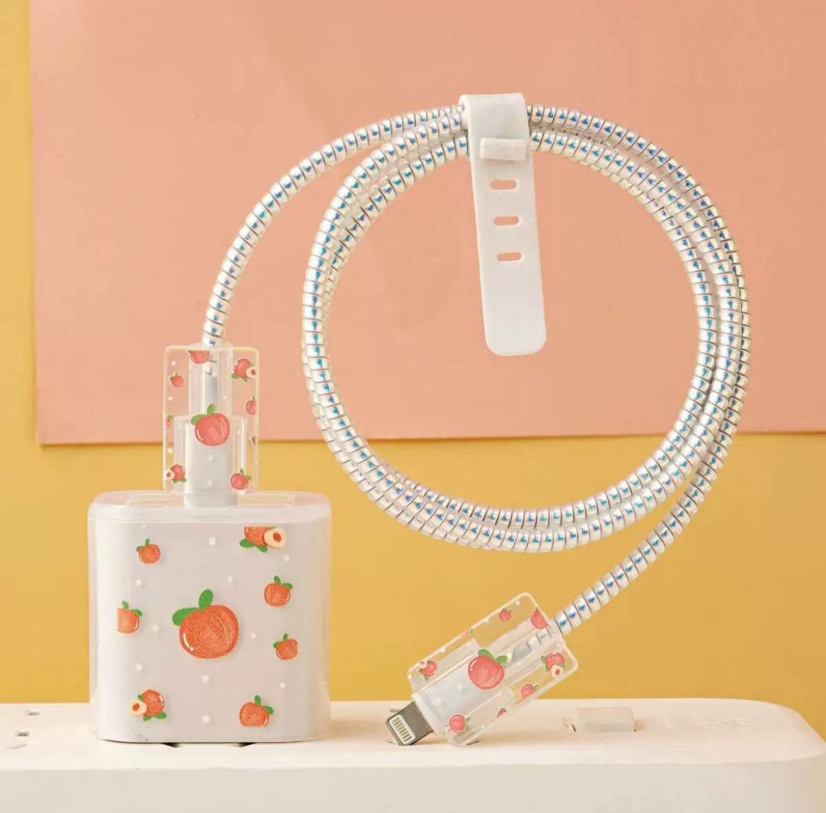 Чехол для зарядного устройства iPhone, ударопрочный, герметичный, на шнурке персик