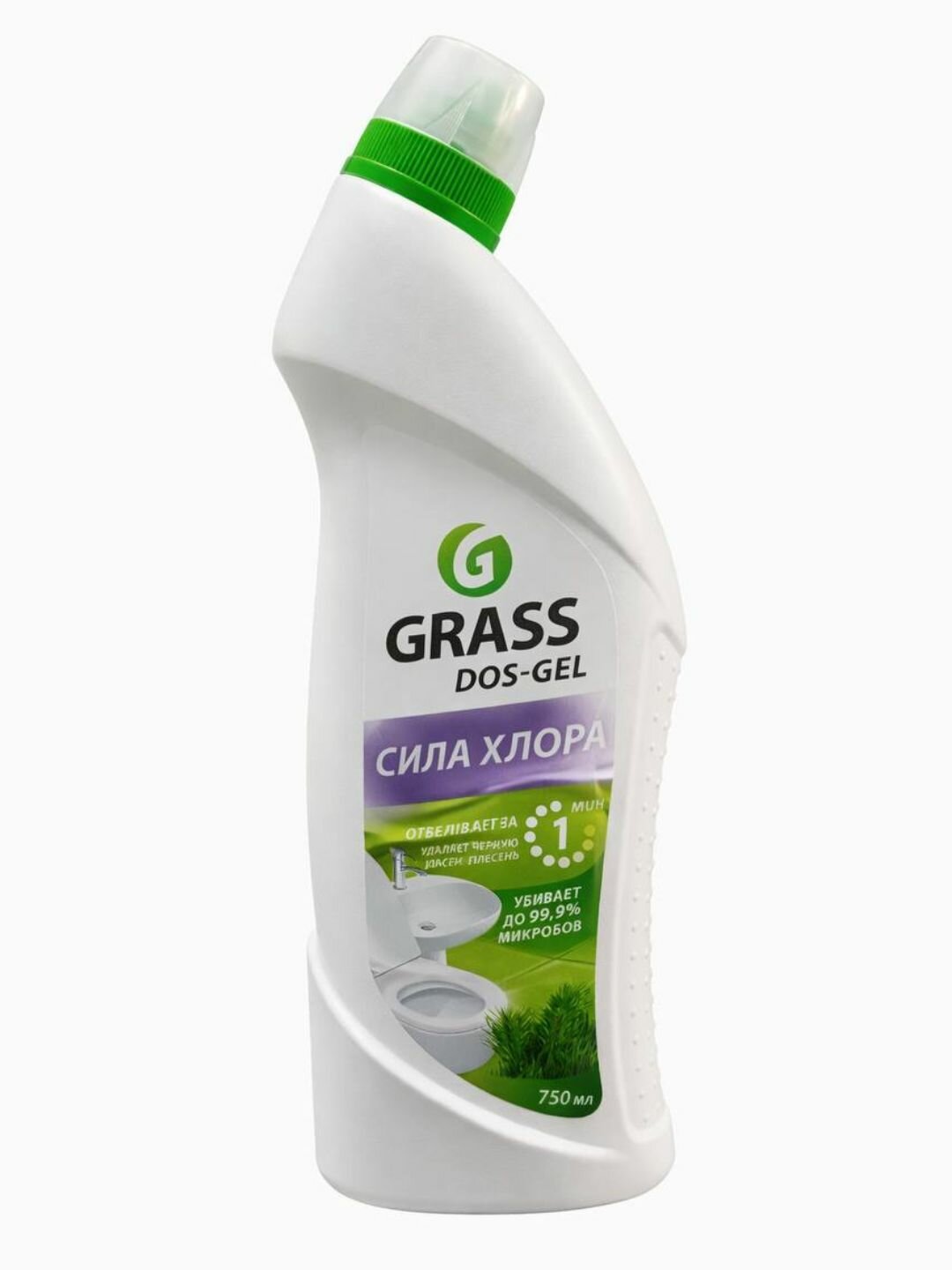 Гель для чистки унитаза и сантехники Grass Dos-Gel Сила хлора, 750 мл