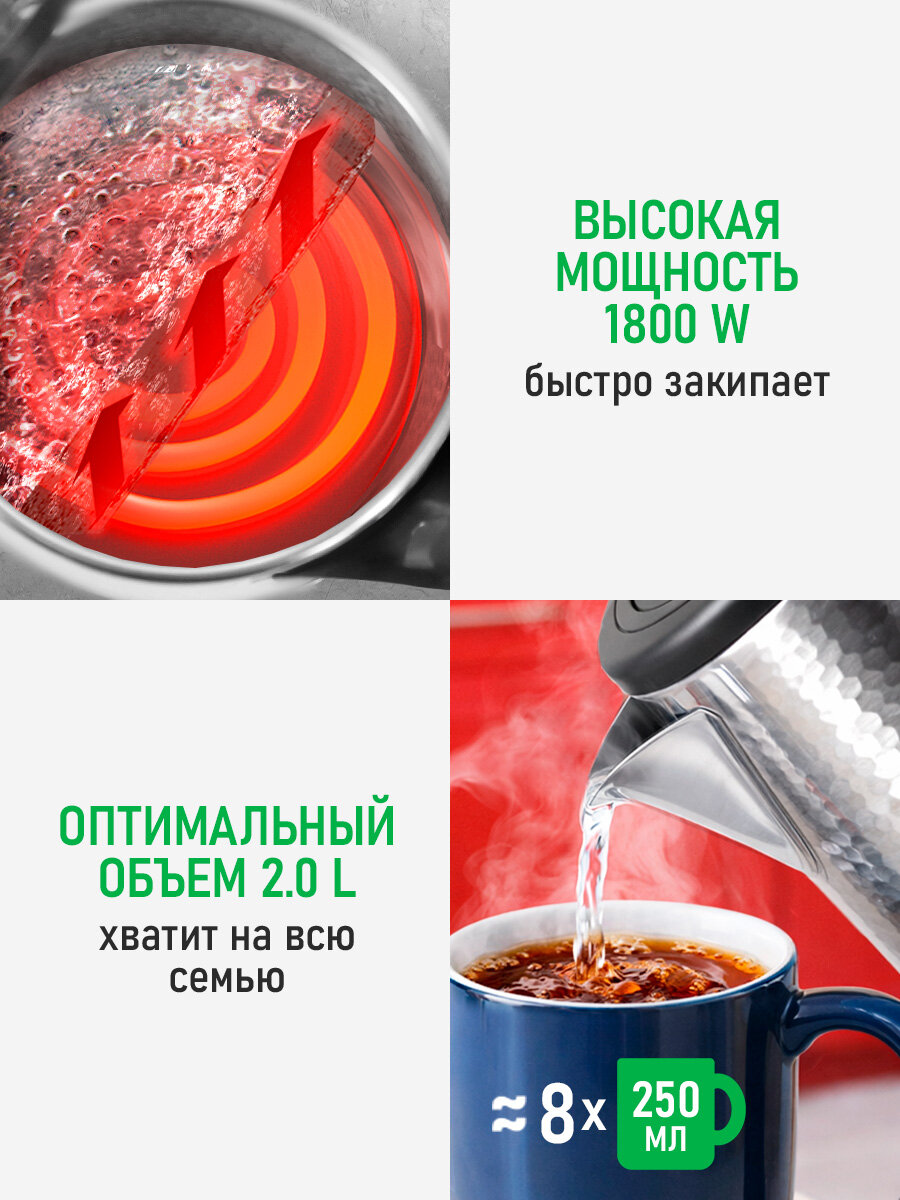 Электрический чайник MARTA MT-KT4671A черный чайник металлический — фото 1