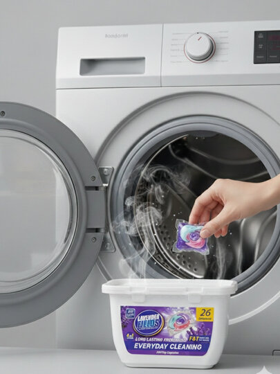 Капсулы для стирки белья 4 в 1 AIR OMA, 26 шт, быстро растворяются в воде