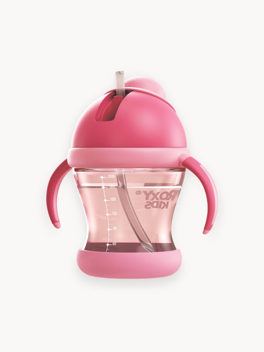 Поильник-непроливайка ROXY-KIDS с трубочкой 200 мл, цвет розовый