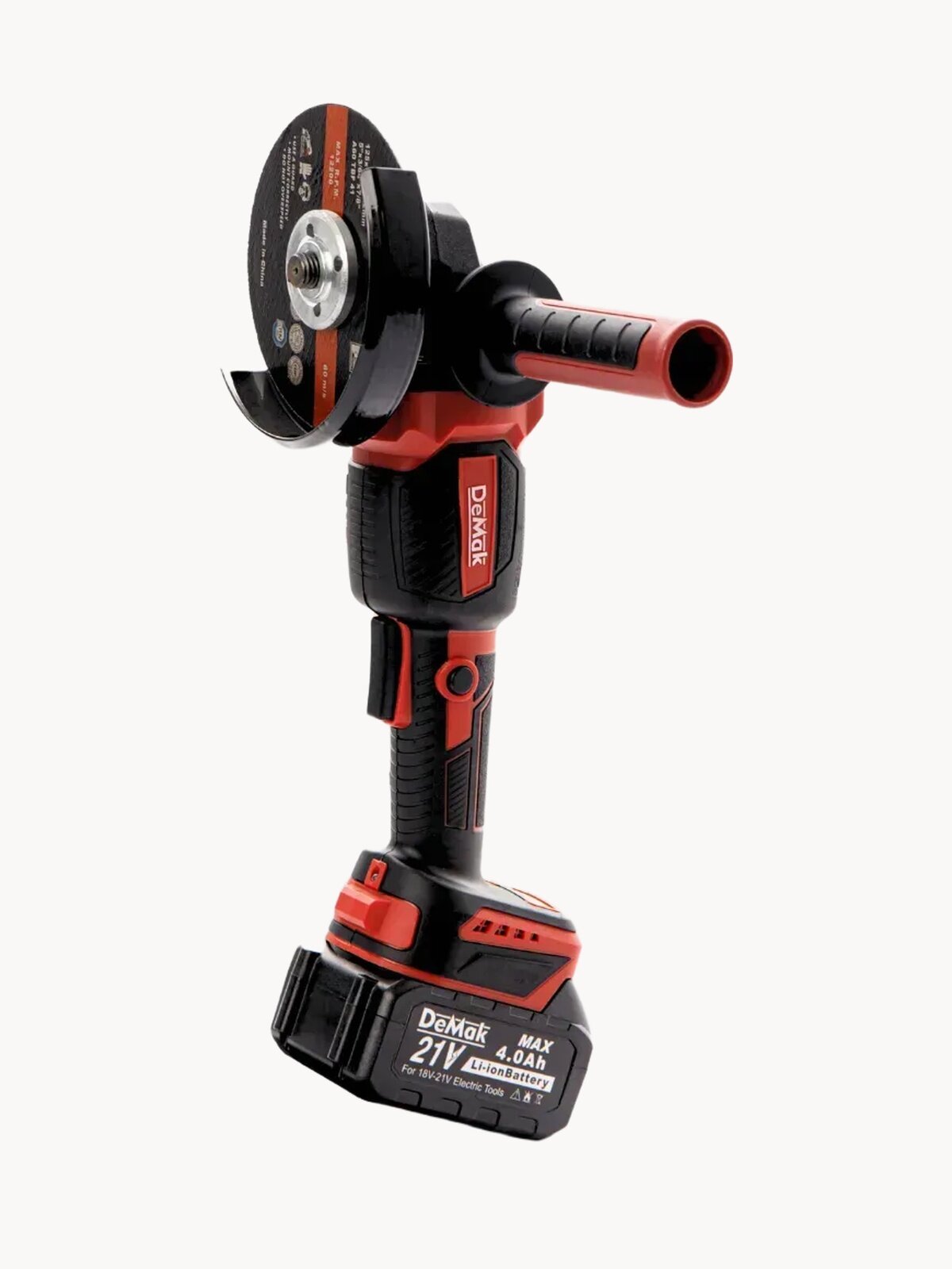 Болгарка аккумуляторная бесщеточная, УШМ, 125, шлифмашина 950 Вт, 2 аккумулятора 21В 4А*ч DeMak