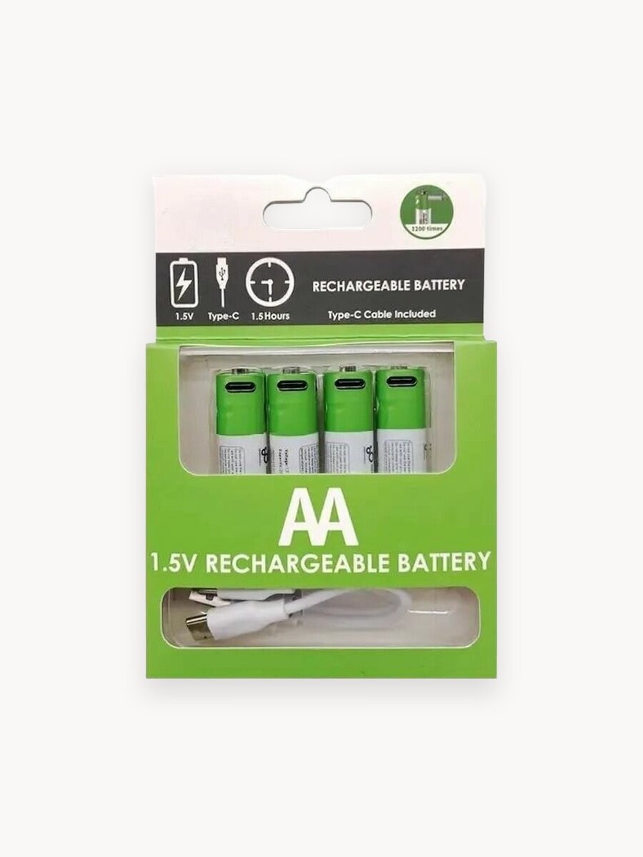 Аккумуляторы SMARTOOOLS, перезаряжаемые Li-ion, АА, быстрая зарядка USB Type-С, 2600mAh, 4шт. Пальчиковые.