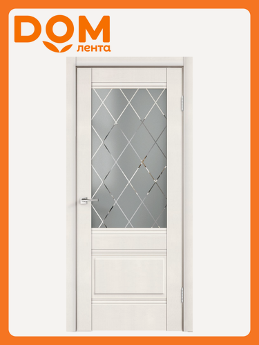 Изображение товара Межкомнатная дверь "Юта", остеклённая, белая, 80 см x 200см, с петлями