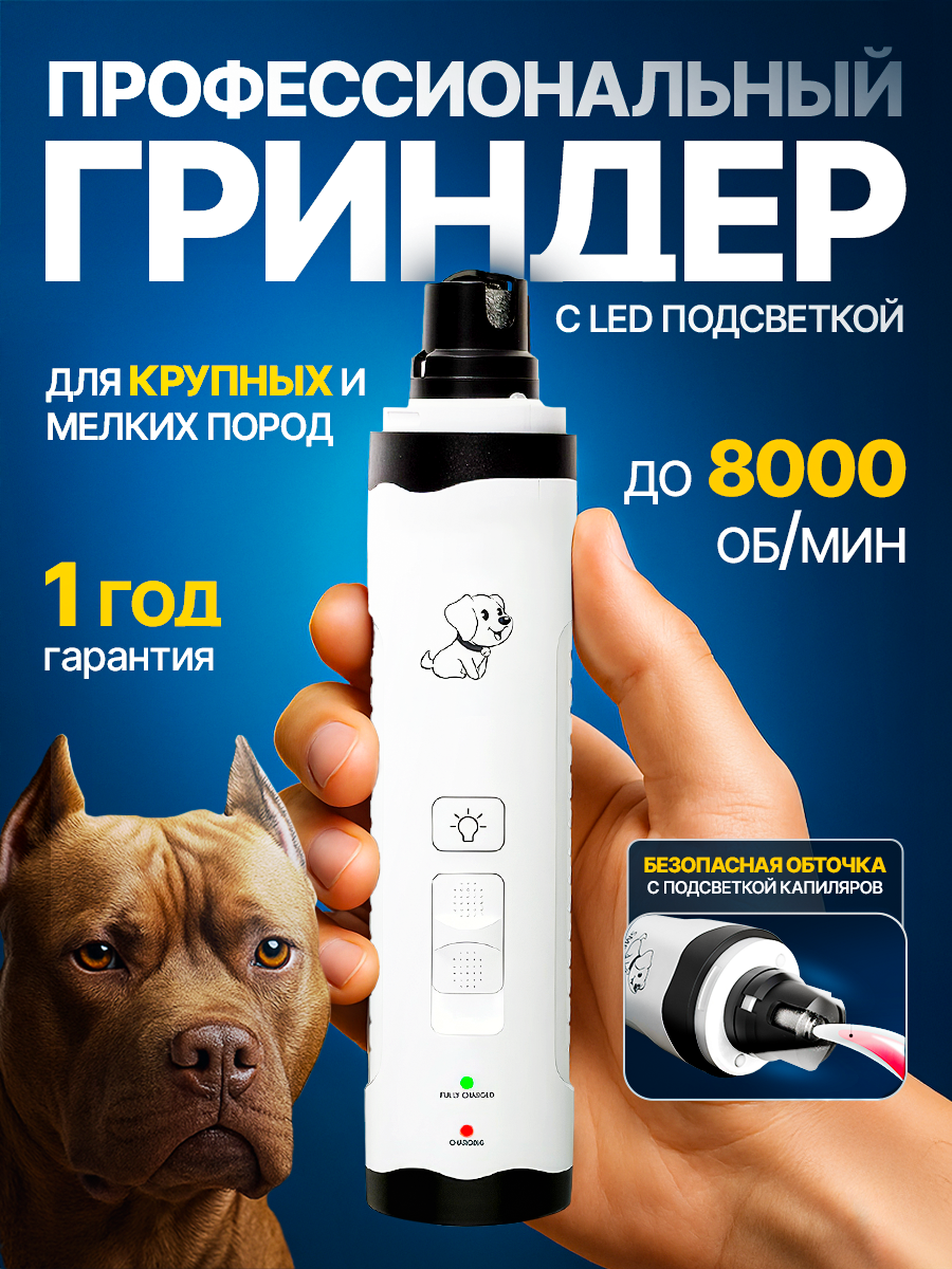 Электрическая когтеточка и гриндер для когтей кошек и собак — безопасная точилка для домашнего и профессионального ухода