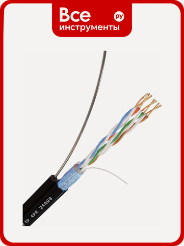 Изображение товара Кабель Netlink с одножильным тросом NL-CU FTP 4PR 24 AWG CAT5e 305м внешний УТ000002699, белый,