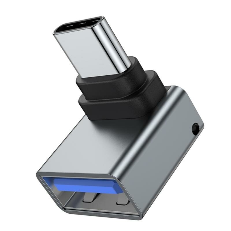 Переходник USB-C «мама» — USB 3.0 «папа», 90°, Серый