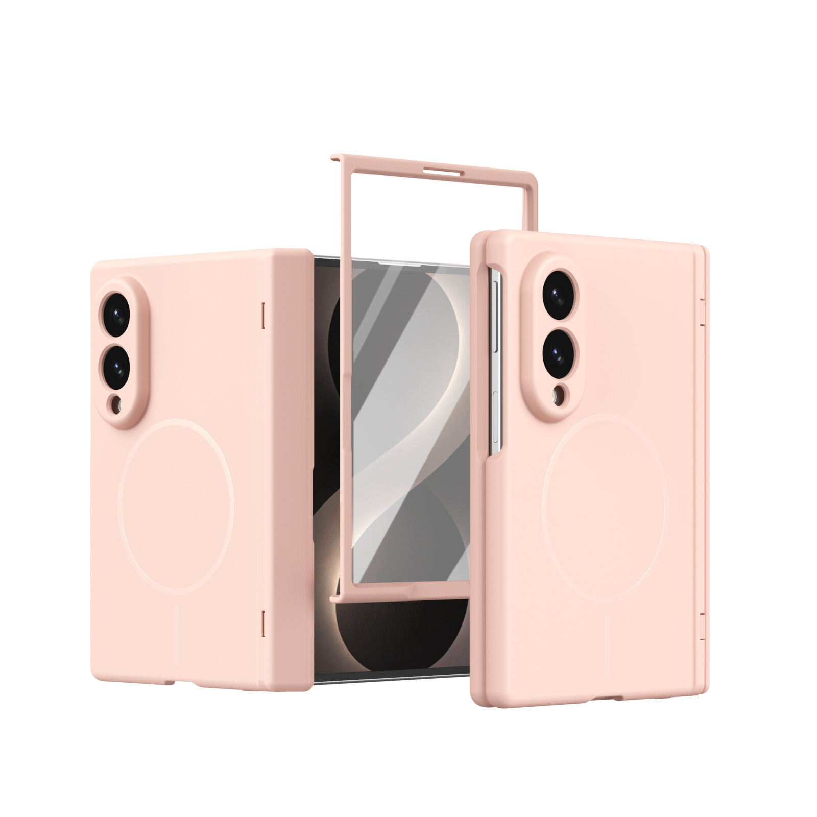Чехол Для Samsung Galaxy Z Fold8 / Самсунг Галакси Z Fold8, soft touch, чехол-кардиомонитор, поликарбонат (PC), защита камеры, ударопрочный, усиленные углы, Samsung, Samsung Galaxy Z Fold8 , pink,