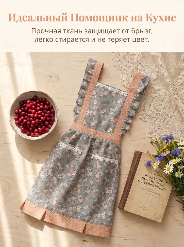 Фартук кухонный 1шт, небесно-голубой