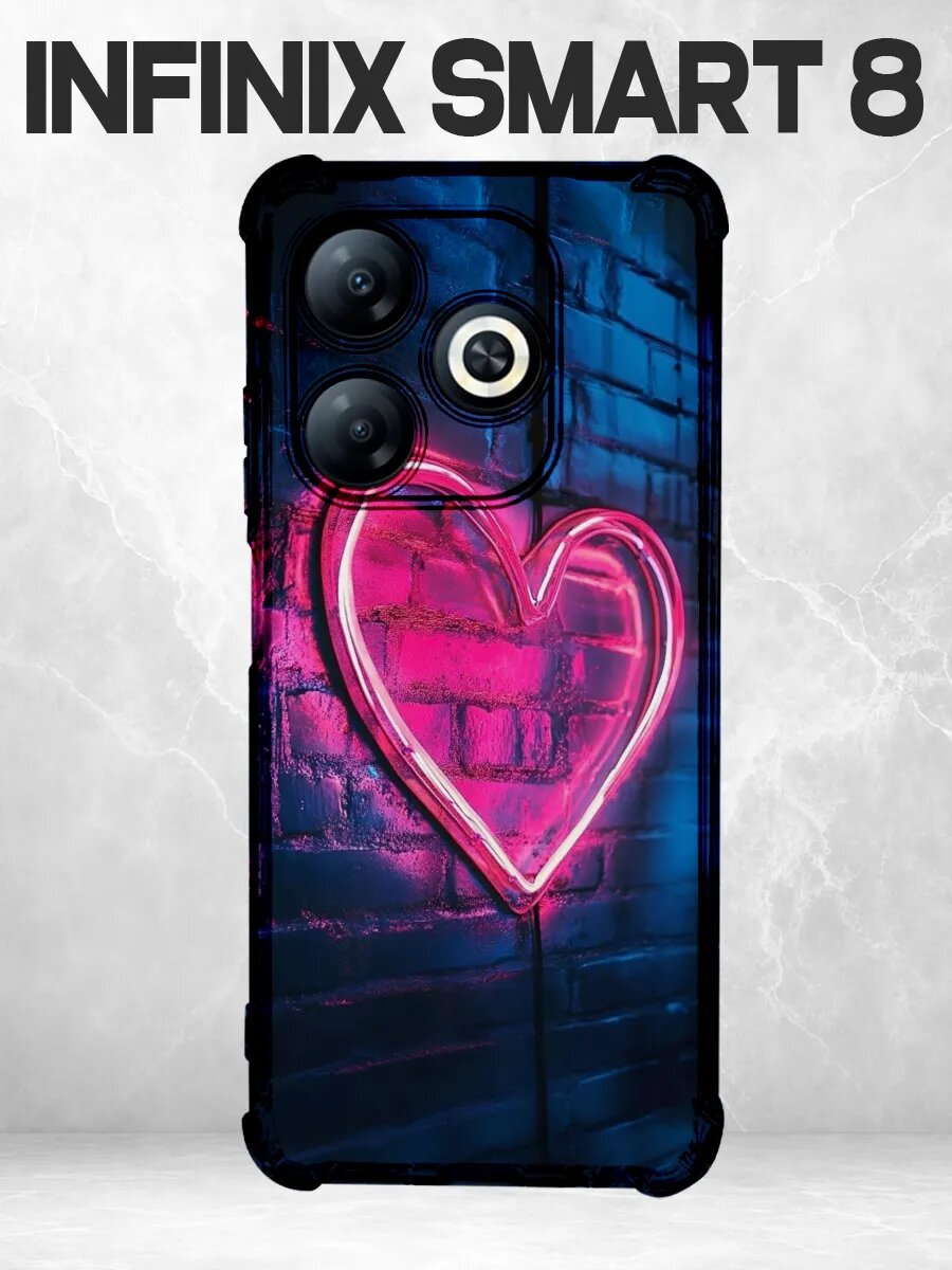 Чехол на Infinix Smart 8 неон сердце кирпич